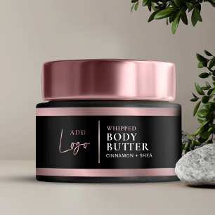 Elegant Black & Rose Gold Logo Cosmetic Jar Label