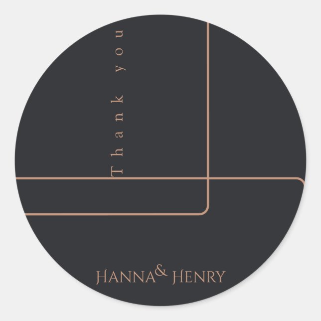elegant Black  rose gold Modern  Classic Round Sticker (Front)