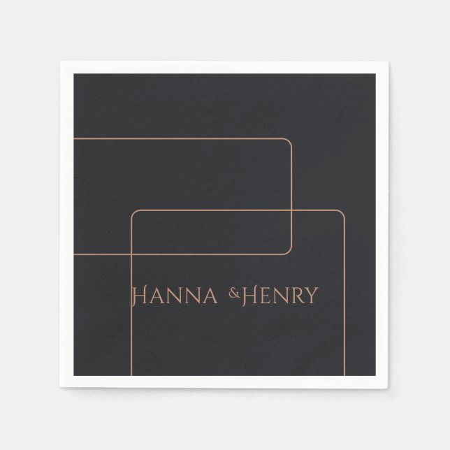 elegant Black  rose gold Modern  Napkin (Front)