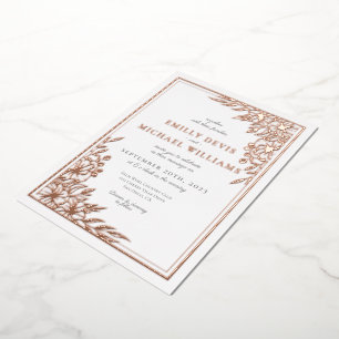 Elegant Black Rose Gold Wedding Foil Invitation