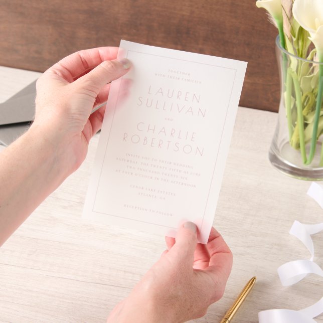 Elegant Black Rose Gold Wedding Invitation (Handheld)