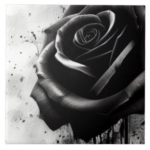 Elegant Black Rose Tile