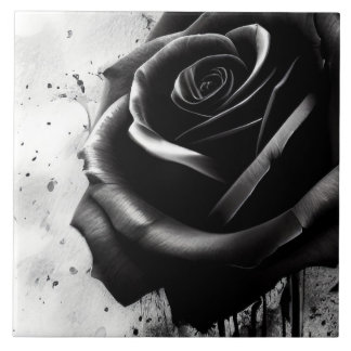 Elegant Black Rose Tile