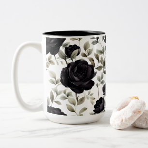 Elegant Black Rose Two-Tone Coffee Mug