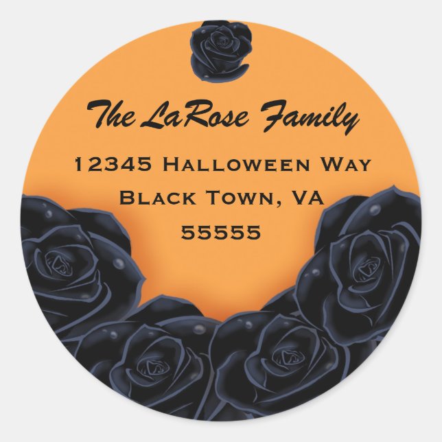 Elegant Black Roses Classic Round Sticker (Front)