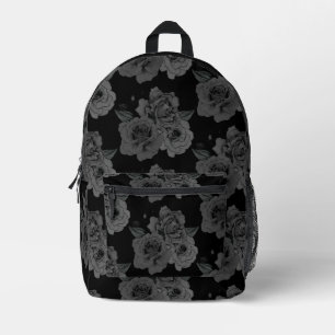 Elegant Black Roses Goth Aesthetic  Printed Backpack