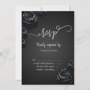 Elegant Black Roses Gothic RSVP Invitation