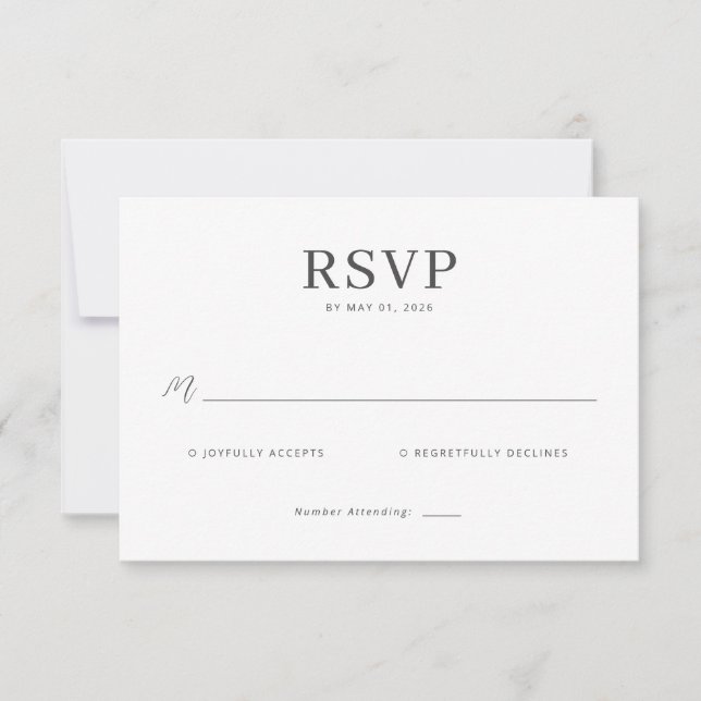 Elegant Black RSVP Card (Front)