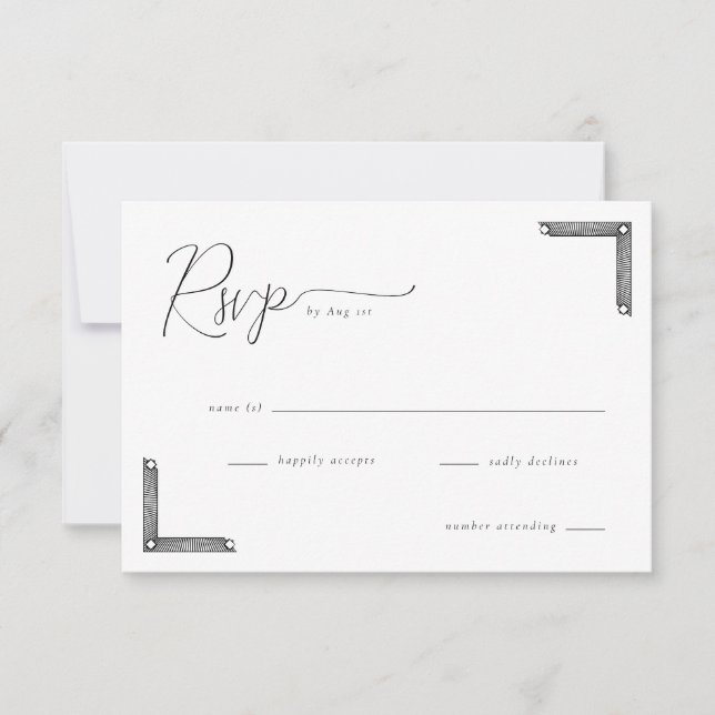 Elegant Black RSVP Card (Front)