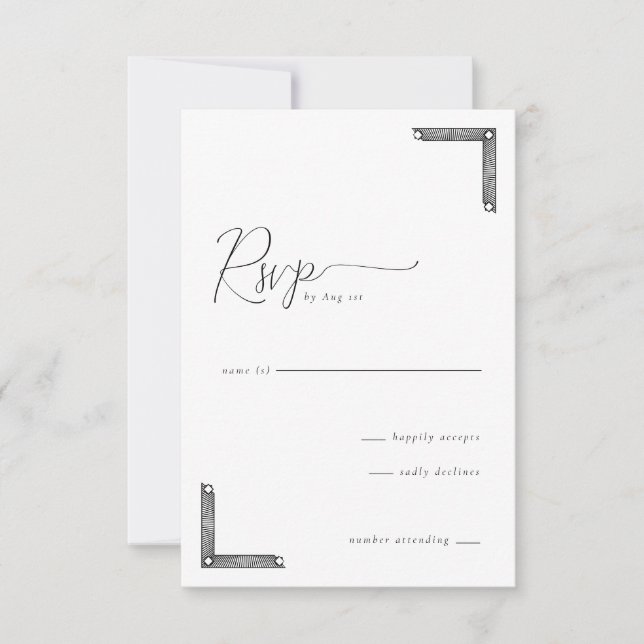 Elegant Black RSVP Card (Front)