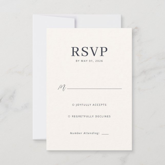 Elegant Black RSVP Card (Front)