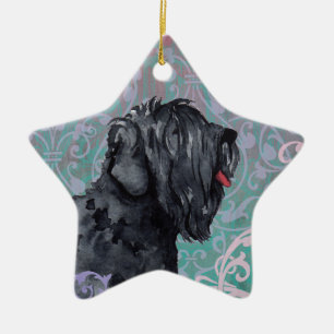 Elegant Black Russian Terrier Ceramic Tree Decoration