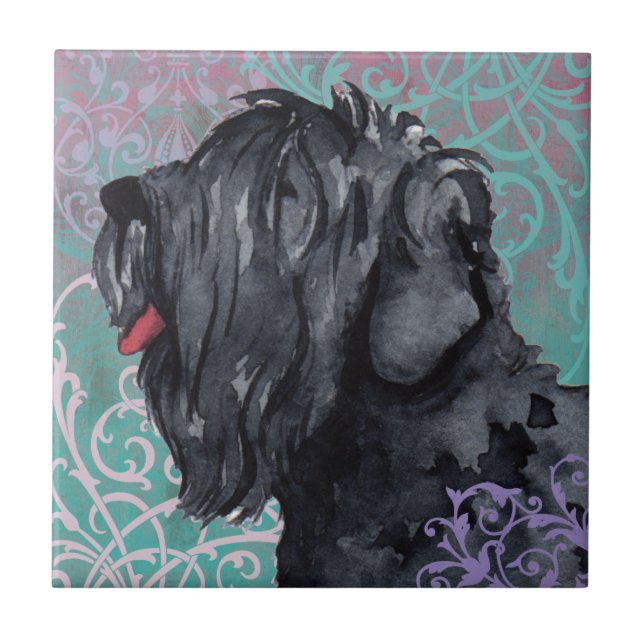 Elegant Black Russian Terrier Tile (Front)