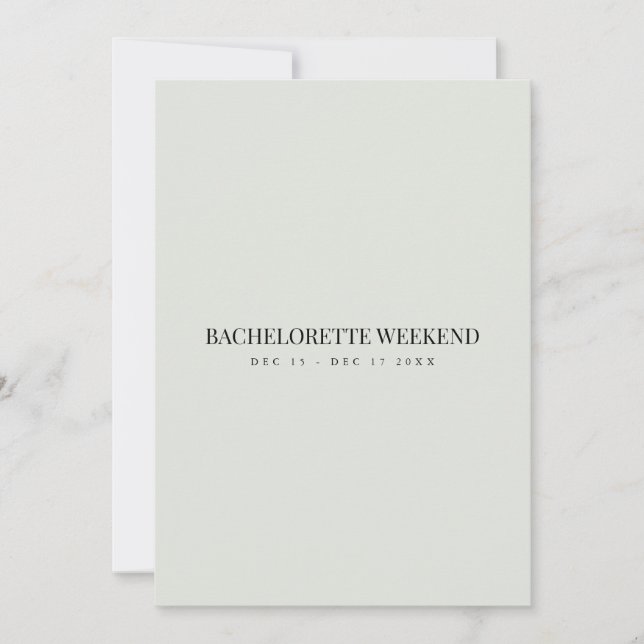 Elegant Black & Sage Bachelorette Weekend Card (Front)