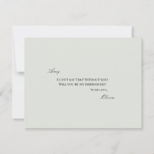 Elegant Black Sage Green Bridesmaid Proposal Card