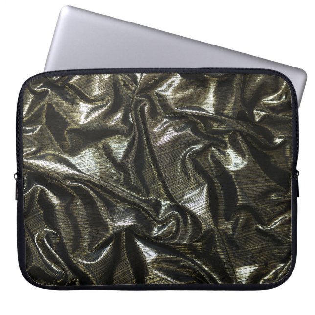 Elegant Black satin look Laptop Sleeve (Front)