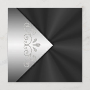 Elegant Black Satin Pearl Wedding Invitations