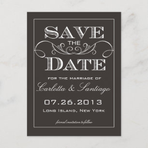 Elegant Black Save the Date Announcement