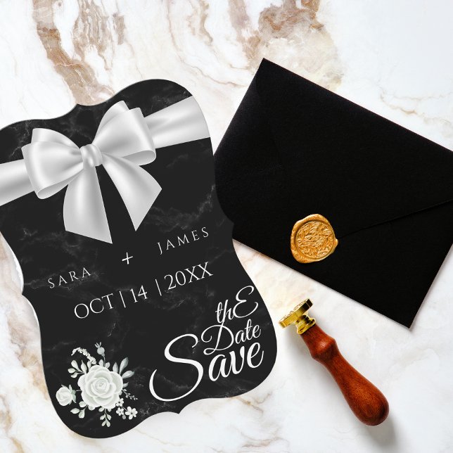 Elegant Black Save The Date Card (Creator Uploaded)