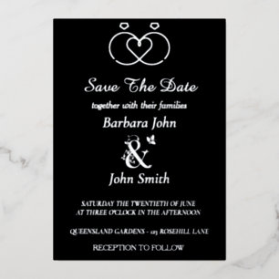 Elegant Black Save The Date Foil Invitation