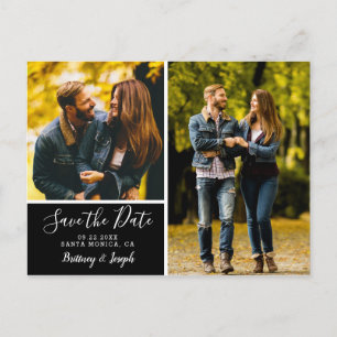 Elegant Black Save the Date Photo Collage Postcard