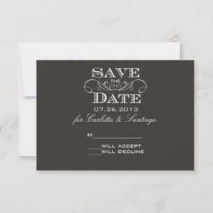 Elegant Black Save the Date RSVP Card