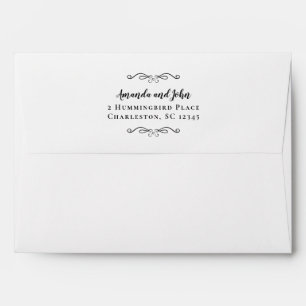 Elegant Black Script 5x7 Return Address Wedding Envelope