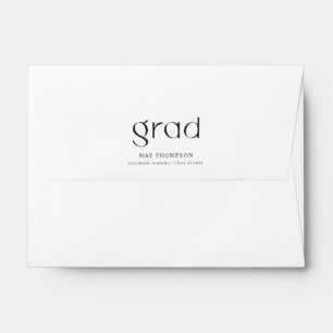 Elegant Black Script Calligraphy Grad Graduation Envelope