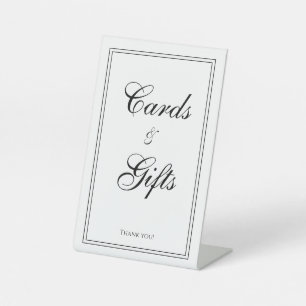 Elegant Black Script Cards & Gifts Wedding Table Pedestal Sign