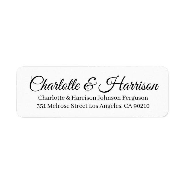 Elegant black script custom names chic Wedding (Front)