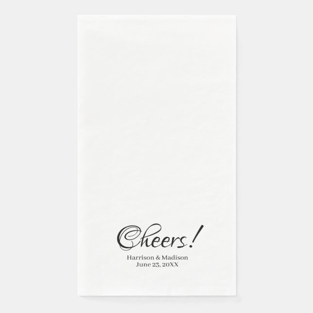 Elegant black script custom names text Wedding Napkin (Front)
