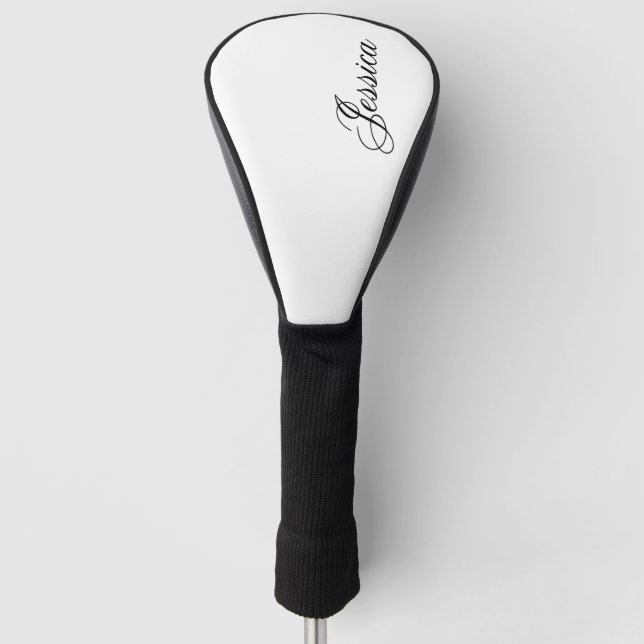 Elegant Black Script Font Golf Head Cover (Front)