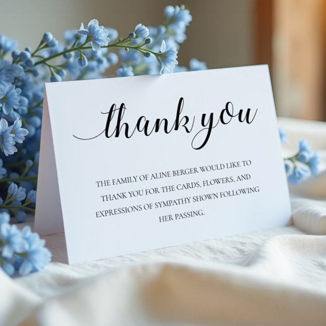Elegant Black Script Funeral Memorial Thank You (Creator Uploaded)