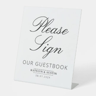 elegant black script guestbook sign