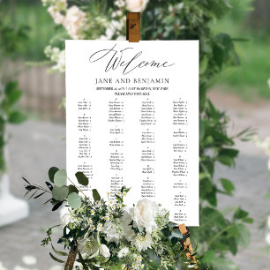 Elegant Black Script Minimal Wedding Seating Chart