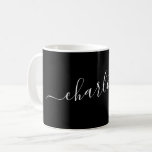 Elegant Black Script Modern Name Personalized Coffee Mug<br><div class="desc">Elegant Script Name Personalized Coffee Mug in Black and White</div>