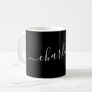 Elegant Black Script Modern Name Personalized Coffee Mug
