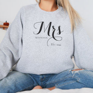 Elegant Black Script Personalised Bride Future Mrs Sweatshirt