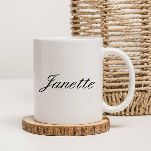 Elegant Black Script Personalised Name Coffee Mug