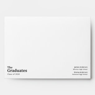 Elegant Black Script Return Address Graduation Envelope