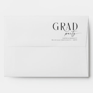 Elegant Black Script Return Address Graduation Envelope