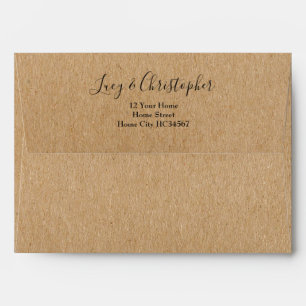 Elegant Black Script Rustic Kraft Return Address Envelope