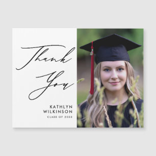 Elegant Black Script Simple Graduation Thank You