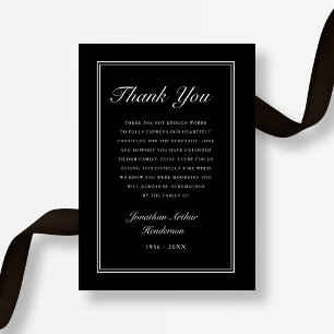 Elegant Black Script Sympathy Funeral Thank You Card