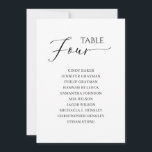 Elegant Black Script Table Number 4 Seating Chart<br><div class="desc">Modern and elegant design printed Black White Calligraphy Script Table Number 4 Seating Chart Cards that can be customised with your text and add each table number card to your cart, one by one. Please click the "Customise it" button and use our design tool to modify this template. Check out...</div>