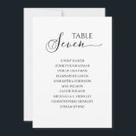 Elegant Black Script Table Number 7 Seating Chart<br><div class="desc">Modern and elegant design printed Black White Calligraphy Script Table Number 7 Seating Chart Cards that can be customised with your text and add each table number card to your cart, one by one. Please click the "Customise it" button and use our design tool to modify this template. Check out...</div>