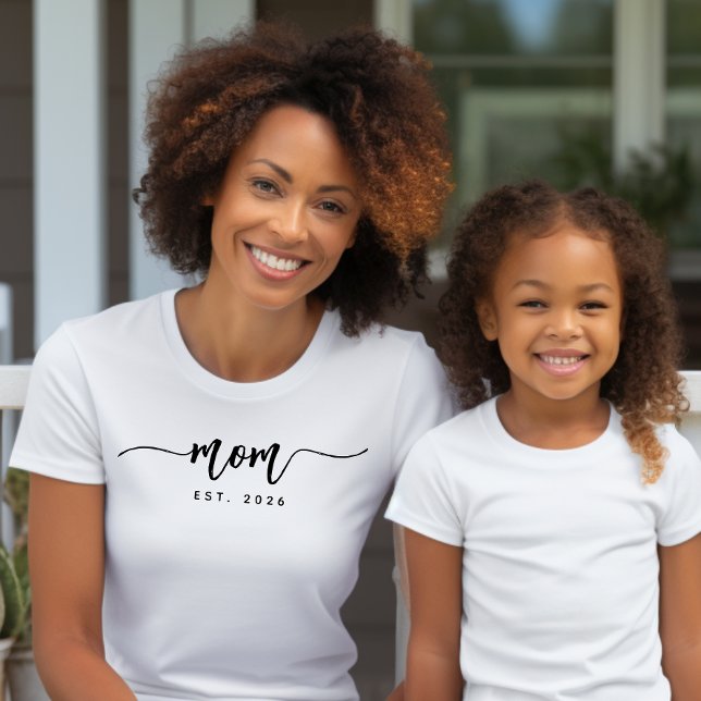 Elegant Black Script Typography Established Mum T-Shirt (Creator Uploaded)