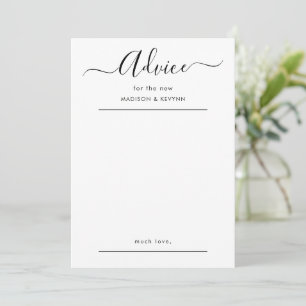 Elegant Black Script Wedding Advice Card
