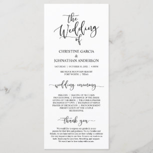 Elegant Black Script, Wedding Ceremony Programme