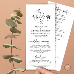 Elegant Black Script, Wedding Ceremony Programme